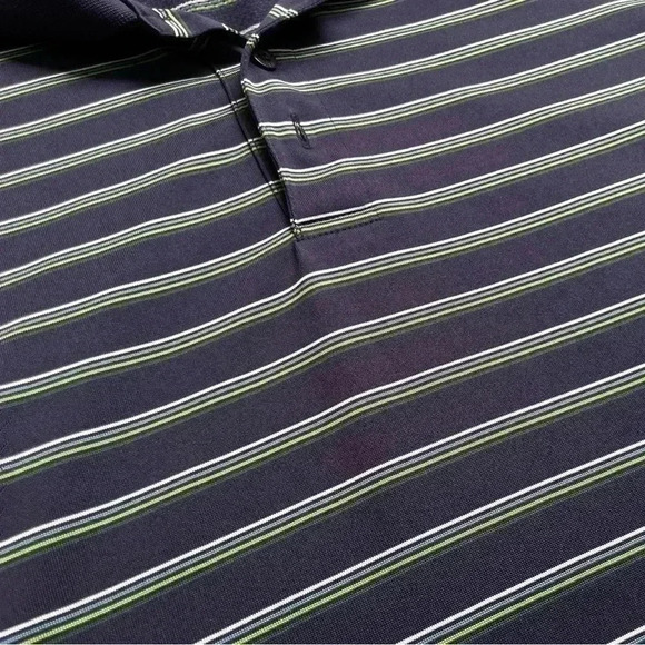 Men's Under Armor Golf Pro Navy & Green Stripe Polo Shirt Short Sleeve Sz XL PGA - Picture 9 of 10